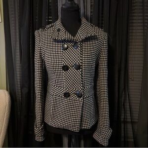 CAREA Black and White Houndstooth Jacket